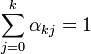 \sum_{j=0}^k\alpha_{kj}=1