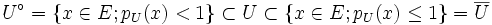 U^\circ = \{x\in E; p_U(x) &amp;lt; 1\} \subset U \subset \{x\in E; p_U(x) \le 1\} = \overline{U}