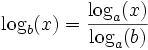 \log_{b}(x) = \frac{\log_{a}(x)}{\log_{a}(b)}