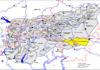 Lage der Karawanken und des Bachergebirges in den Ostalpen