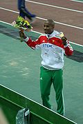 Nelson Évora nach dem Gewinn der Goldmedaille 2007 in Osaka