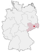 Deutschlandkarte, Position der Stadt Dresden hervorgehoben