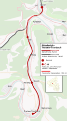 Karte der Bahnstrecke Pünderich–Traben-Trarbach