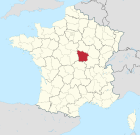 Lage des Departements Nièvre in Frankreich