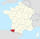 Lage des Departements Pyrénées-Atlantiques in Frankreich
