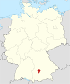 Deutschlandkarte, Position des Landkreises Aichach-Friedberg hervorgehoben
