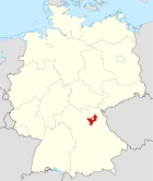 Deutschlandkarte, Position des Landkreises Bayreuth hervorgehoben