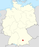 Deutschlandkarte, Position des Landkreises Dachau hervorgehoben