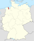 Deutschlandkarte, Position des Landkreises Friesland hervorgehoben