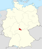 Deutschlandkarte, Position des Landkreises Rhön-Grabfeld hervorgehoben