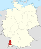 Lage der Region Südlicher Oberrhein in Deutschland