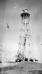 Leuchtturm und niederländische Flagge auf Liran, 1939