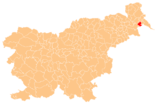 Karte von Slowenien, Position von Črenšovci hervorgehoben