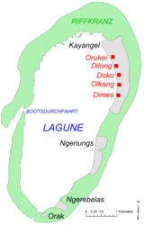Kayangel-Atoll; Ngeriungs rechts unten.