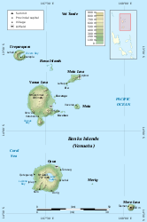 Karte der Banks-Inseln mit Mere Lava unten rechts
