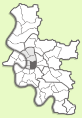 Lage der Stadtmitte innerhalb Düsseldorfs