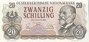 20 Schilling Carl Auer von Welsbach Vorderseite
