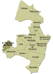 Lage der Gemeinde im Kreis Alcobaça