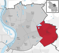 Lage des Stadtteils Dellbrück im Stadtbezirk Köln-Mülheim
