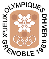 Logo der Olympischen Winterspiele 1968 mit den Olympischen Ringen