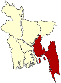 Karte von Bangladesh und Position der Division Chittagong