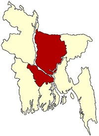Karte von Bangladesh und Position der Division Dhaka