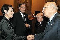 Präsident Giorgio Napolitano empfängt Manuela Di Centa