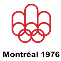 Logo der Olympischen Sommerspiele 1976 mit den Olympischen Ringen