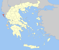 Lage der Präfektur Korfu innerhalb Griechenlands