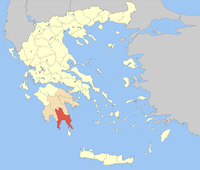 Lage der Präfektur Lakonien (1833–2010) innerhalb Griechenlands