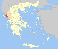 Lage der Präfektur Thesprotia innerhalb Griechenlands