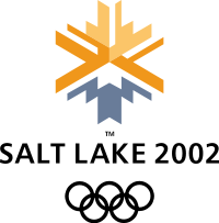 Logo der Olympischen Winterspiele von Salt Lake City 2002 mit den Olympische Ringen