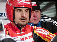 Georg Hackl am Start beim Rodel-Weltcup 2005 in Oberhof