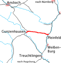 Strecke der Bahnstrecke Gunzenhausen–Pleinfeld