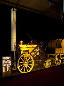 Nicht fahrbereiter Nachbau der „Rocket“ in Ursprungsausführung bei einer Sonderausstellung im Verkehrsmuseum Nürnberg