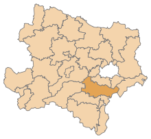 Lage des Bezirks Baden (Niederösterreich) im Bundesland Niederösterreich (anklickbare Karte)