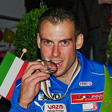 Michael Stocker mit der Slalom-Silbermedaille der WM 2009