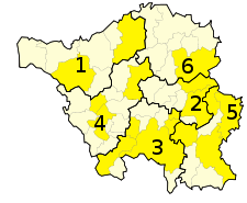 Die Landkreise mit den Nummern 1 und 4