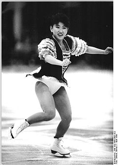 Midori Itō am 6. April 1989 beim Schaulaufen in der Werner-Seelenbinder-Halle in Berlin