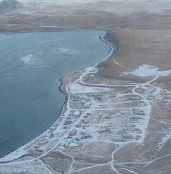 Luftbild des Hauptorts Nikolski