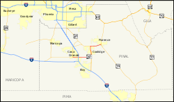 Karte der Arizona State Route 287
