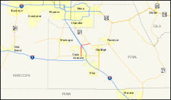 Karte der Arizona State Route 387