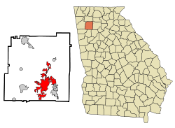 Bartow County Georgia Incorporated and Unincorporated areas Cartersville Highlighted.svg