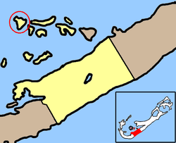 Inseln im Großen SundHawkins Island ist eingekreist
