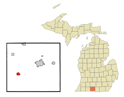 Branch County Michigan Incorporated and Unincorporated areas Bronson Highlighted.svg