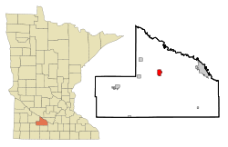 Brown County Minnesota Incorporated and Unincorporated areas Sleepy Eye Highlighted.svg