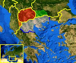 Die aktuelle geographische Region von Makedonien wird nicht offiziell durch irgendeine internationale Organisation oder einen Staat definiert. Im historischen Kontext umfasst sie Teile von fünf heutigen Ländern: Albanien, Bulgarien, Griechenland, Mazedonien und Serbien.