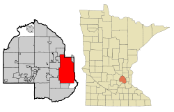 Lage im Hennepin County und in Minnesota