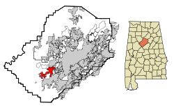 Jefferson County Alabama Incorporated and Unincorporated areas Hueytown Highlighted.svg
