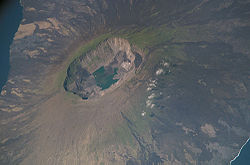 Satellitenbild von Fernandina mit dem Vulkan La Cumbre